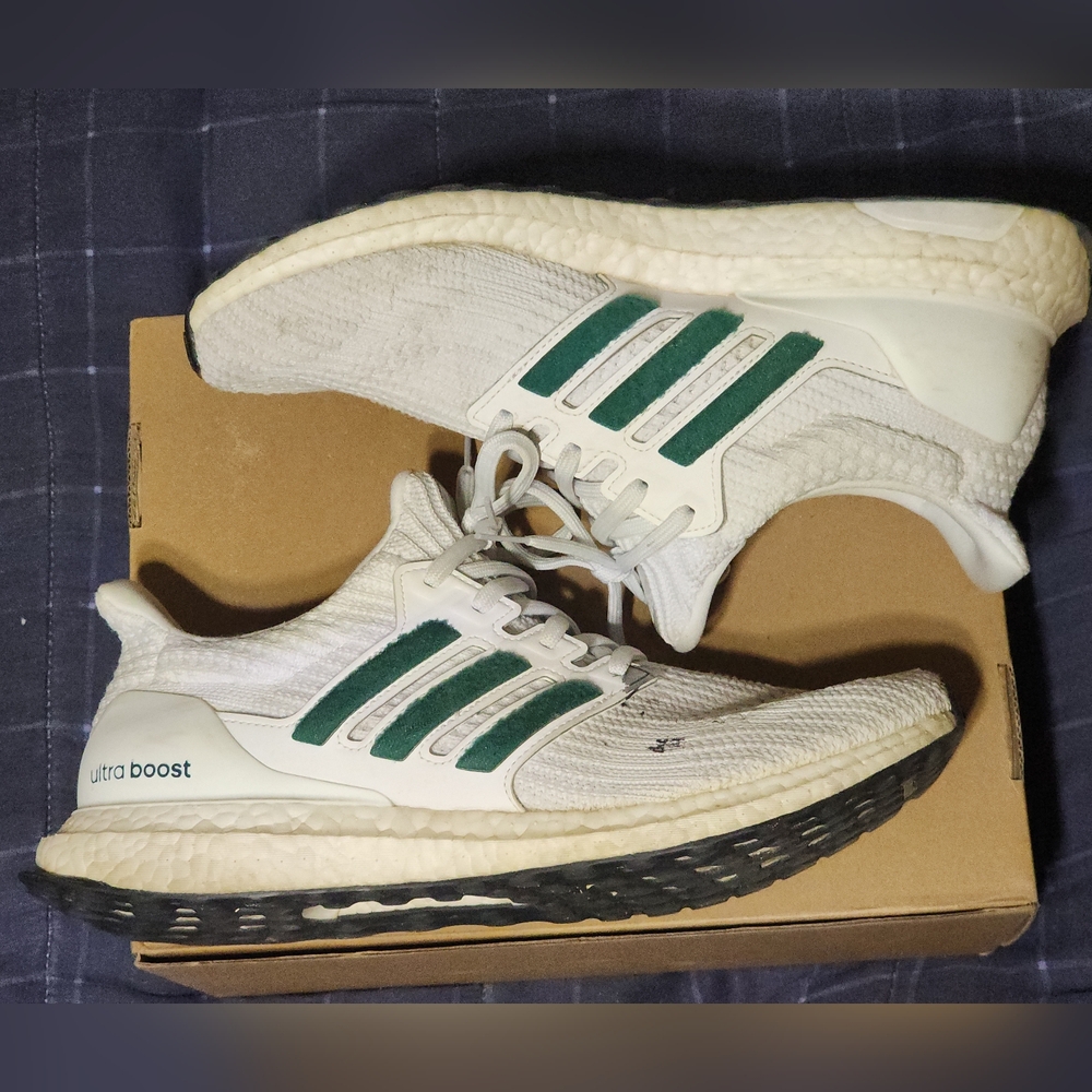 Adidas Ultra Boost | White and Green Athletic Shoes | 9.5 mens